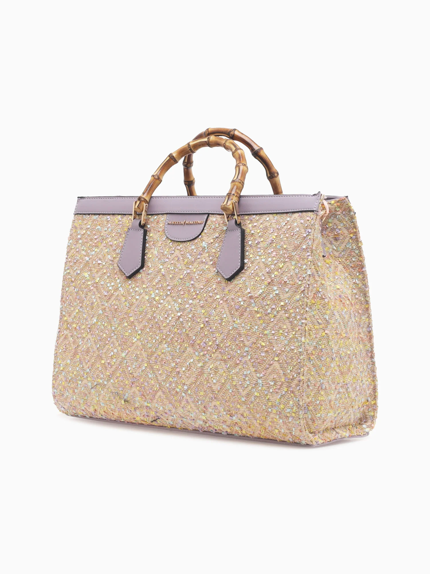 1272 Rainbow Bamboo Tote Beige - Image 2