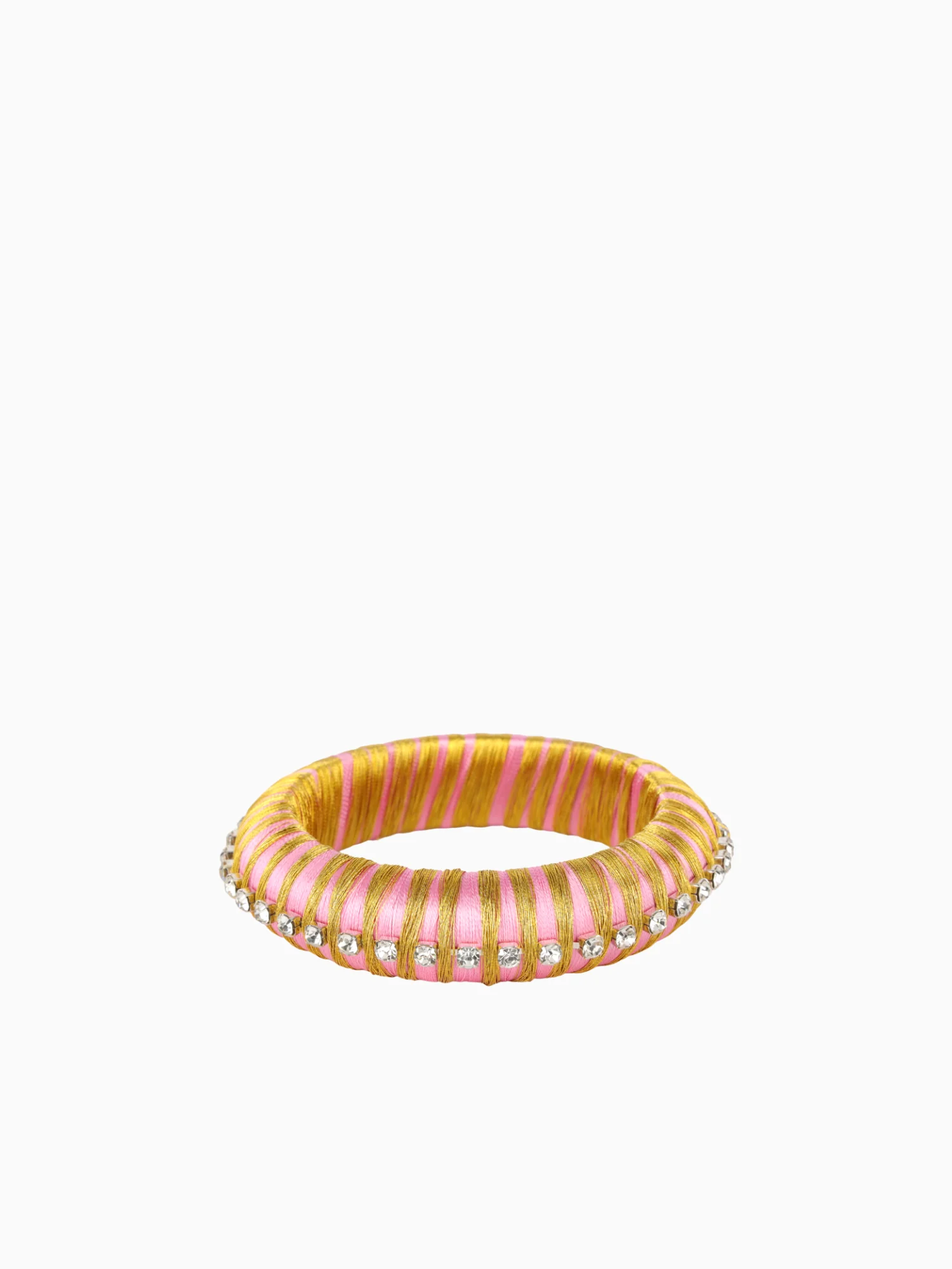 Malia Silk Wrap Bangle With Crystals - Pink