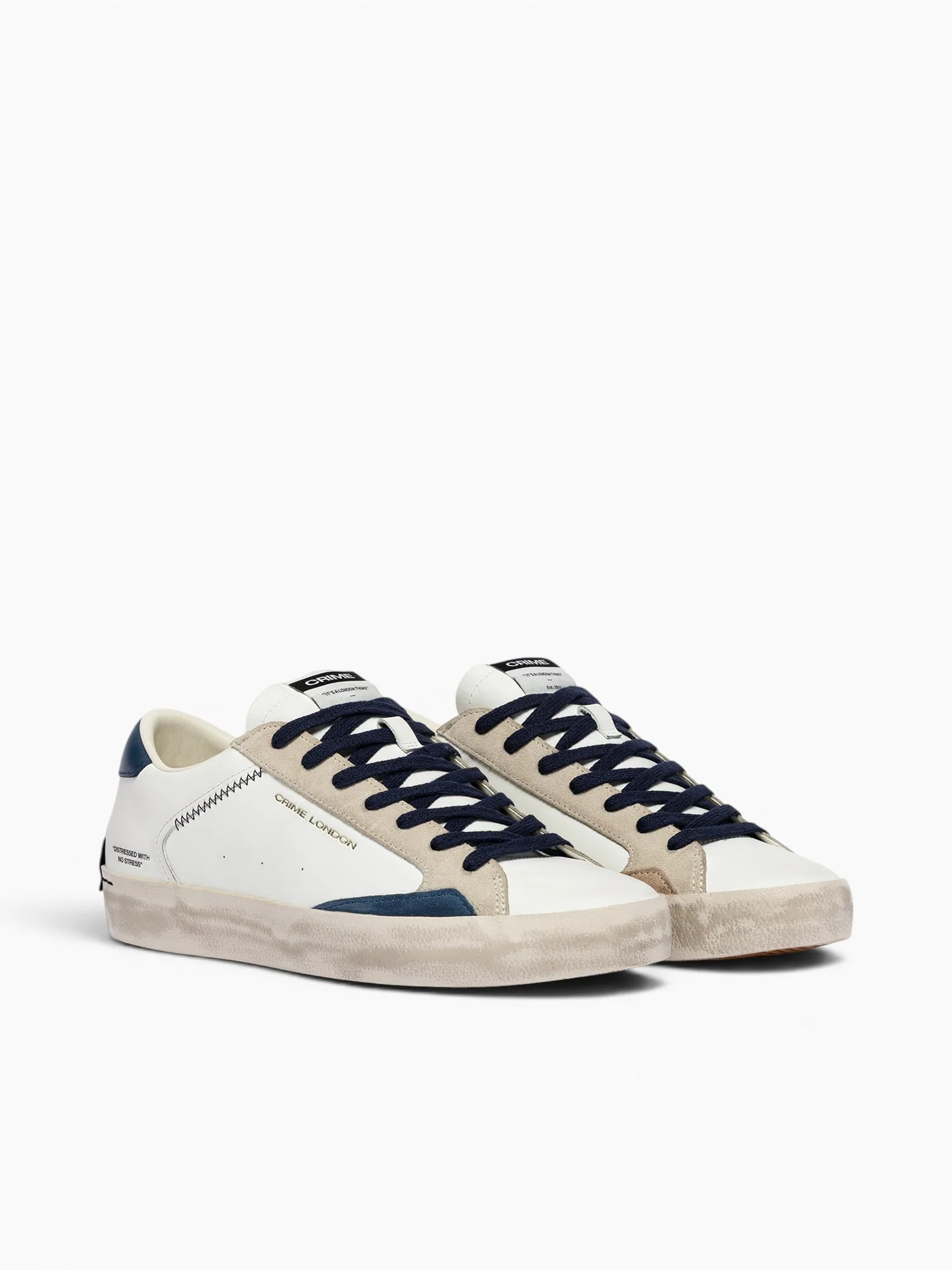 Distressed 19003pp8 10 white Navy lea - Image 2