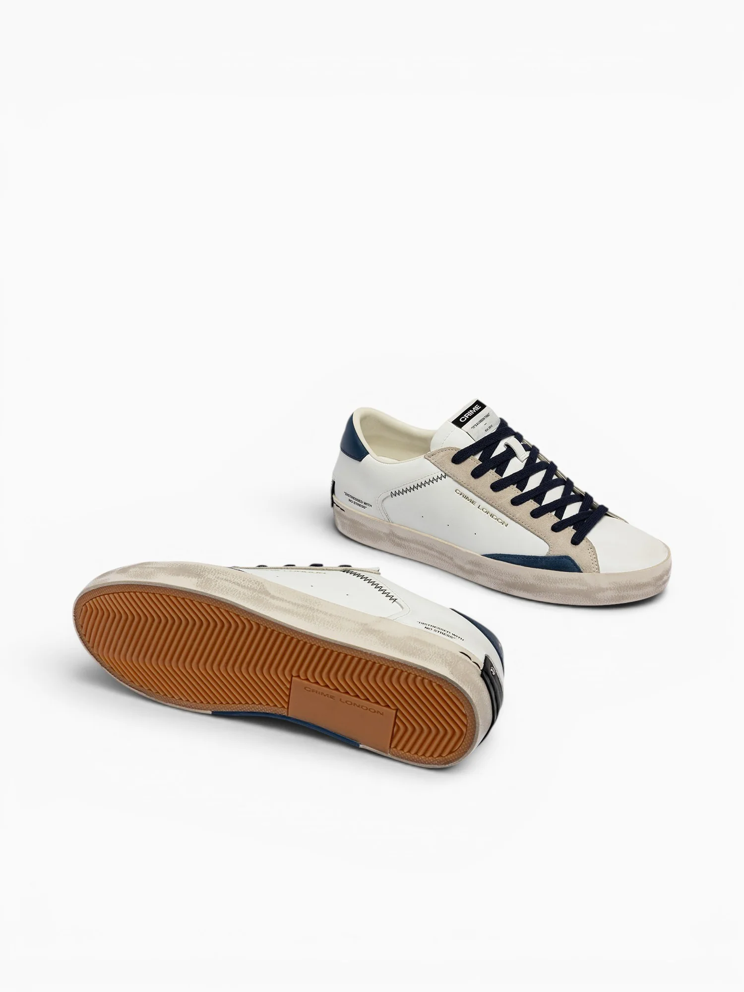 Distressed 19003pp8 10 white Navy lea - Image 4