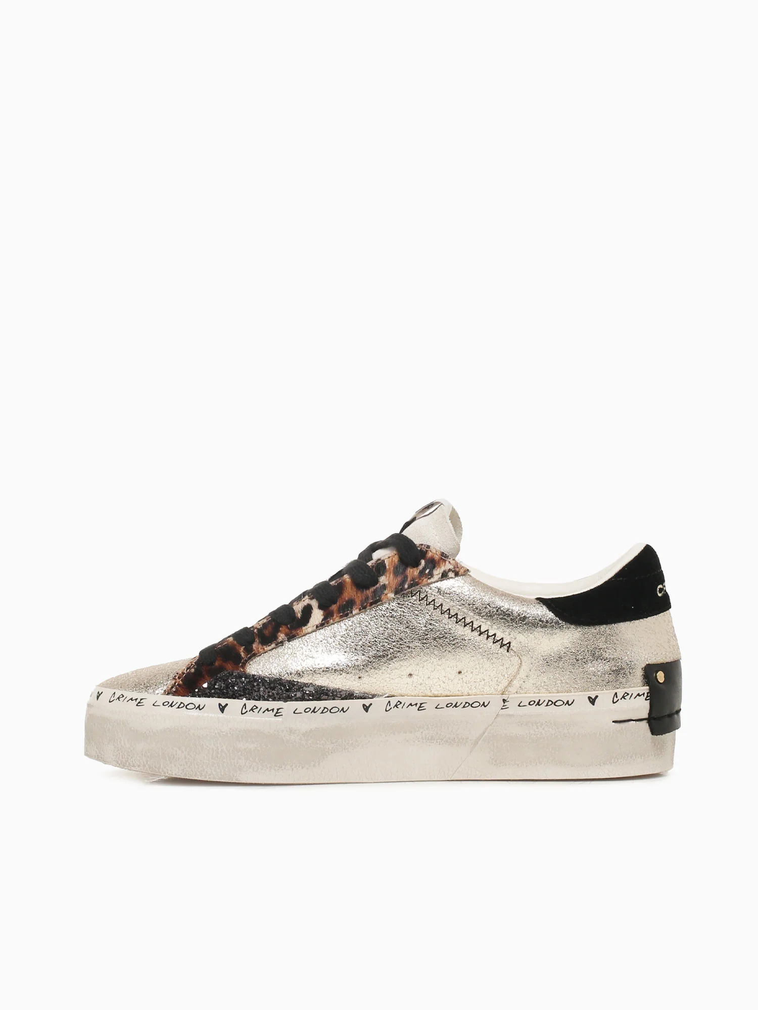Distressed Platform Gold Leopard sde Lea - Image 3