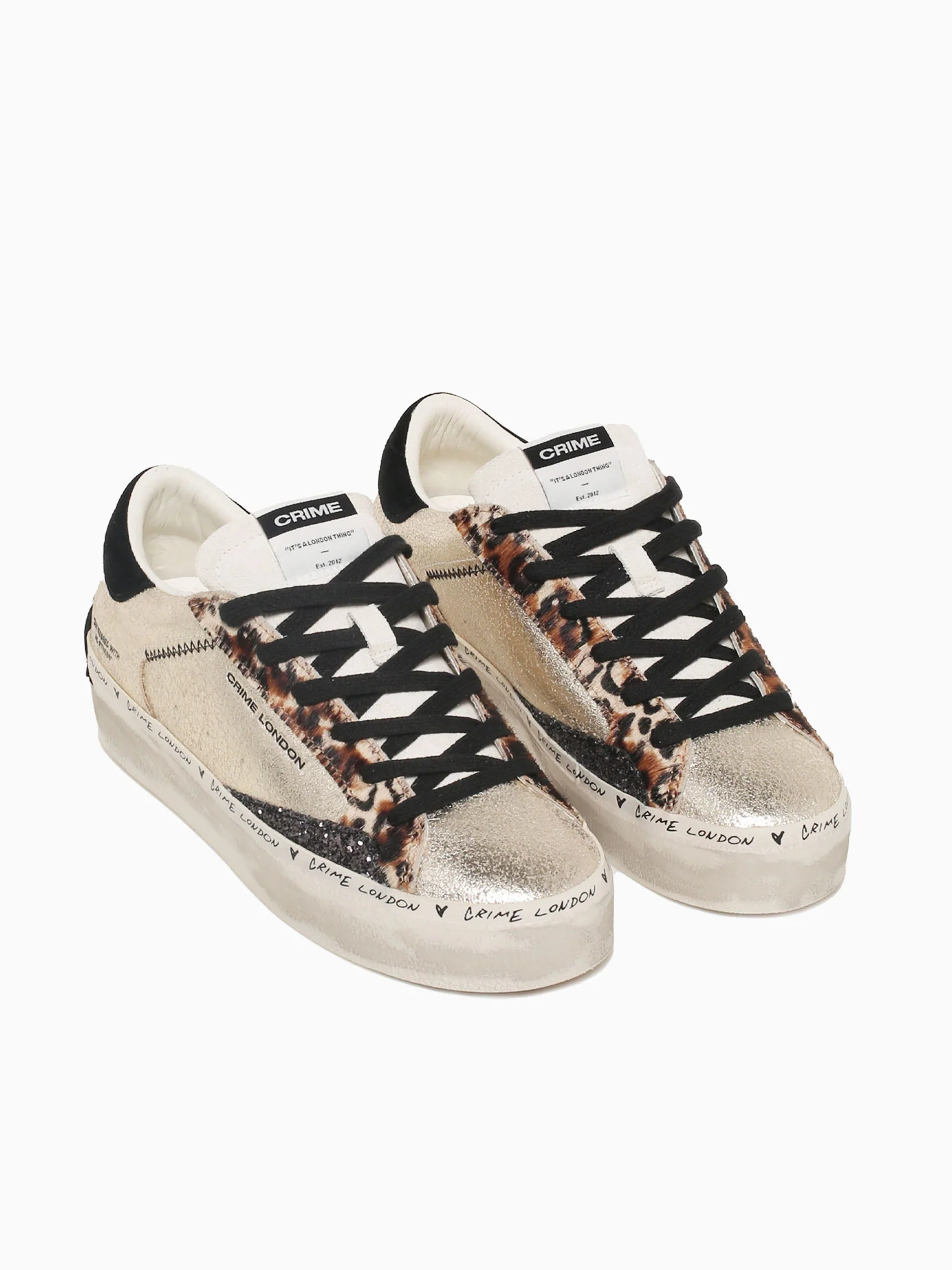 Distressed Platform Gold Leopard sde Lea - Image 5