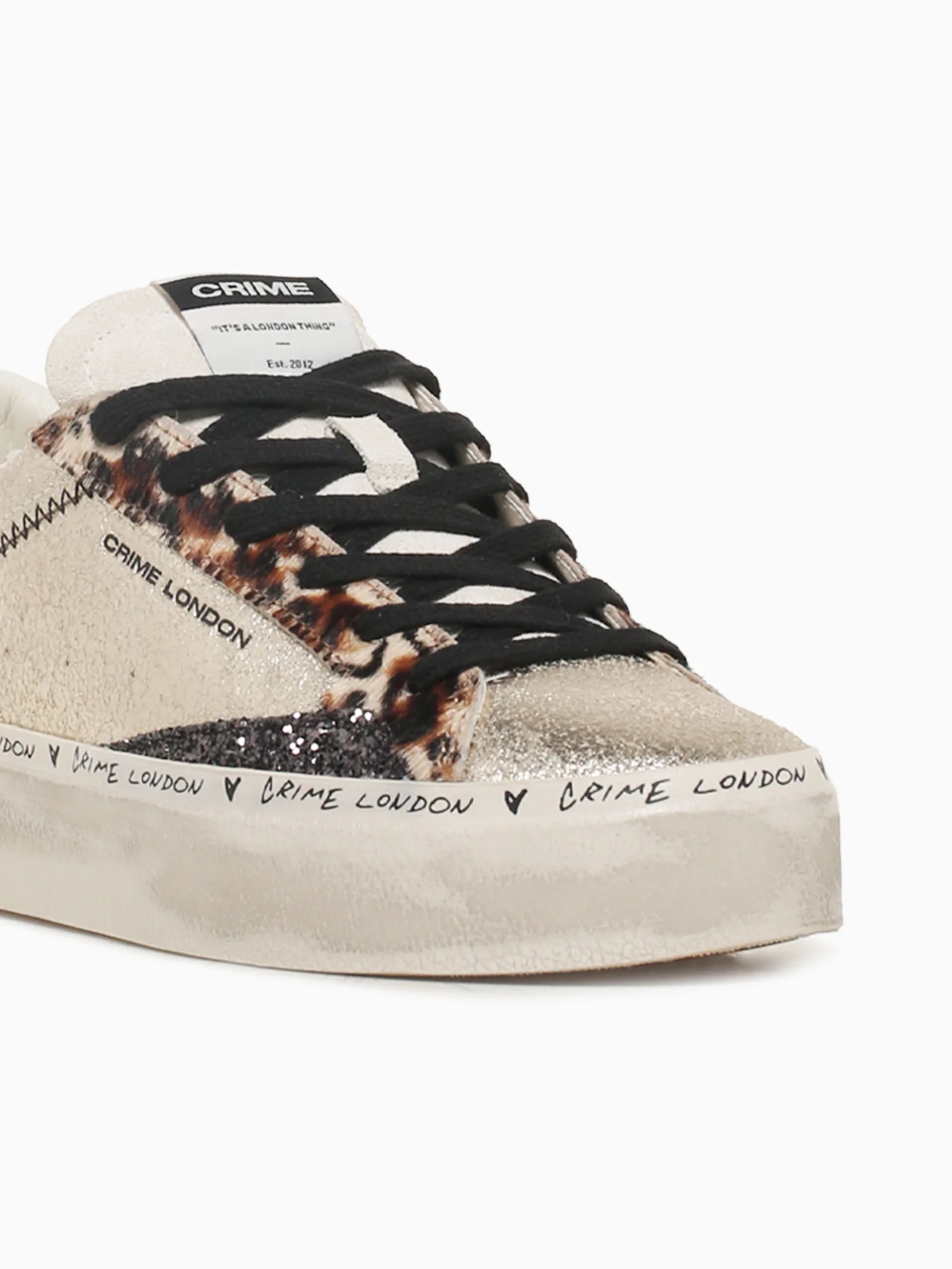 Distressed Platform Gold Leopard sde Lea - Image 8