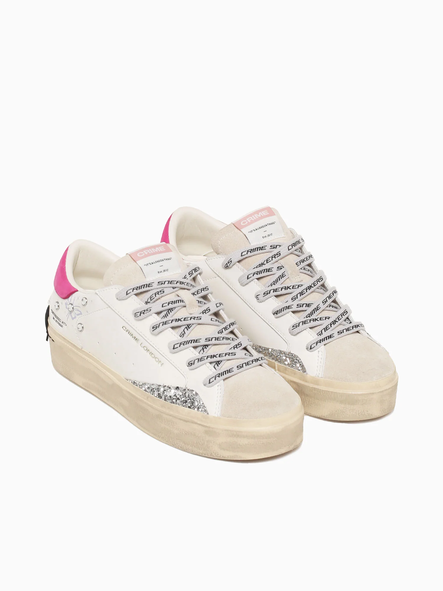 Distressed Platform White Beige Pink lea - Image 5