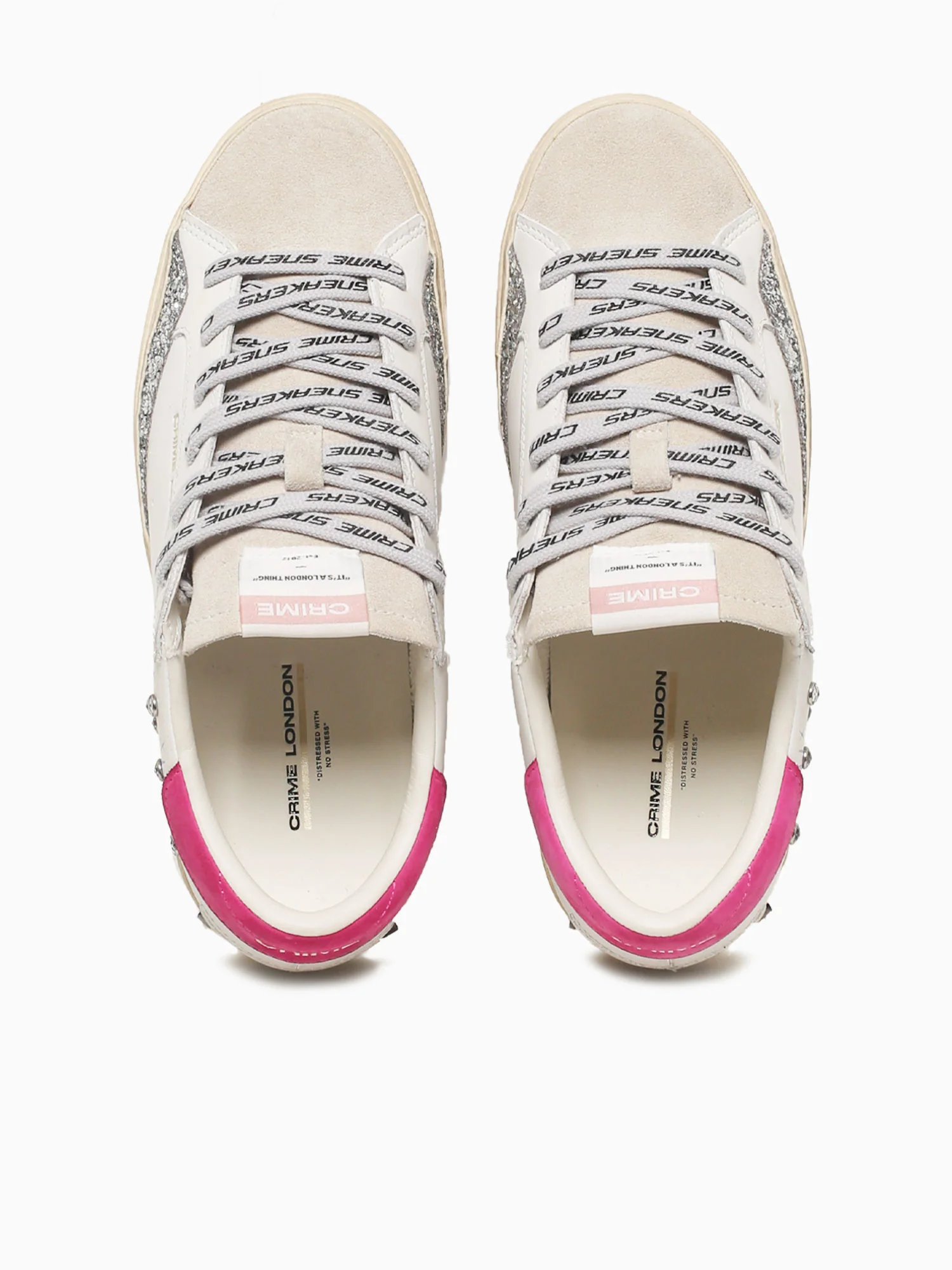 Distressed Platform White Beige Pink lea - Image 7