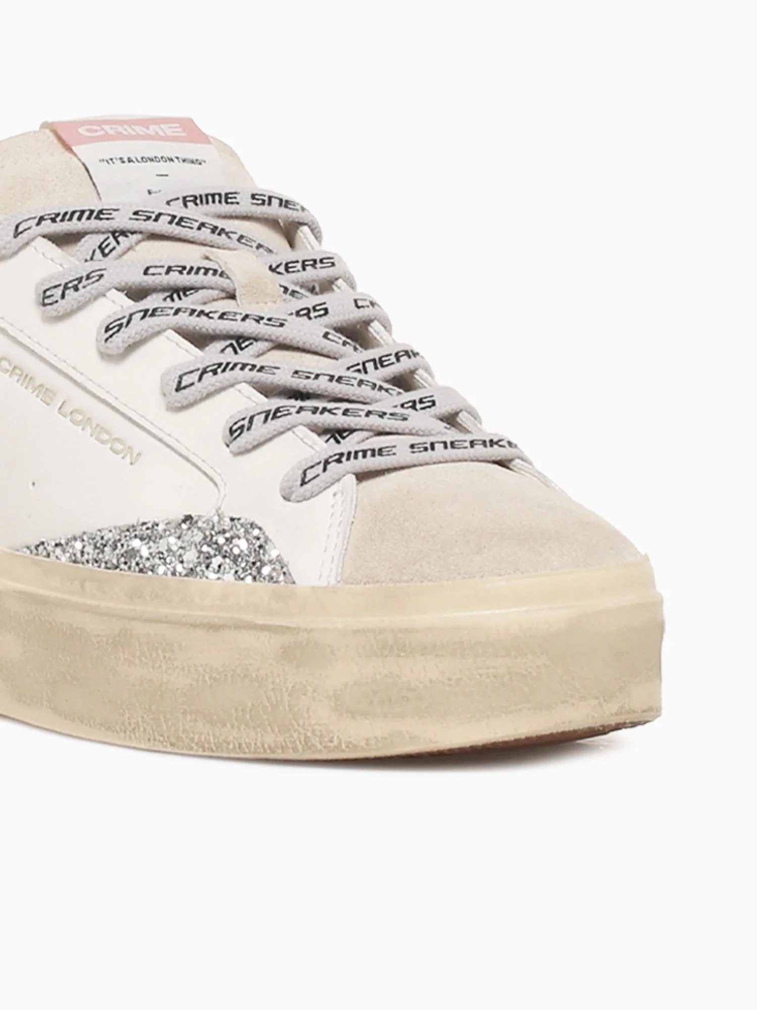 Distressed Platform White Beige Pink lea - Image 8
