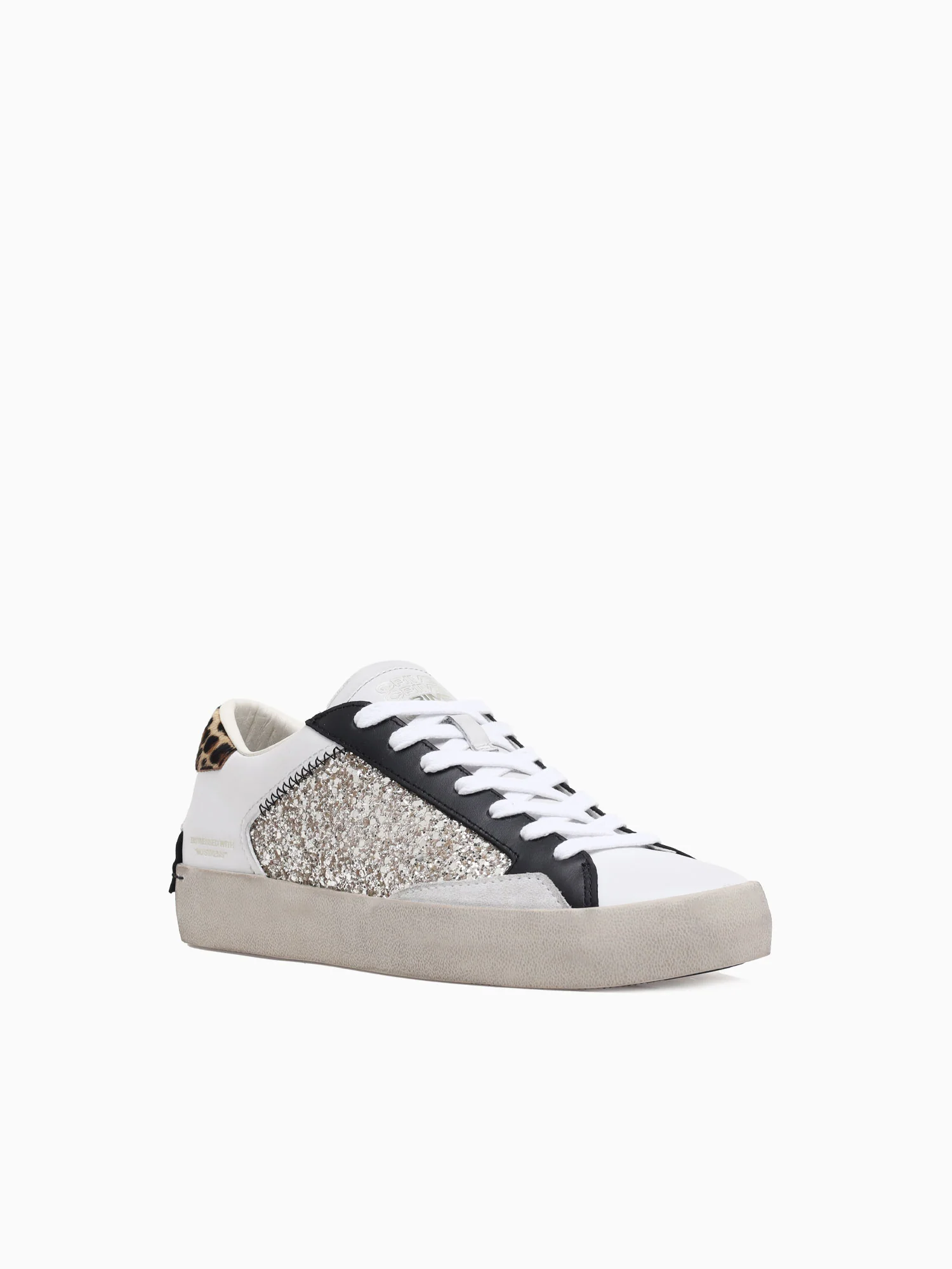 Low Top Distressed White Black leather G - Image 2