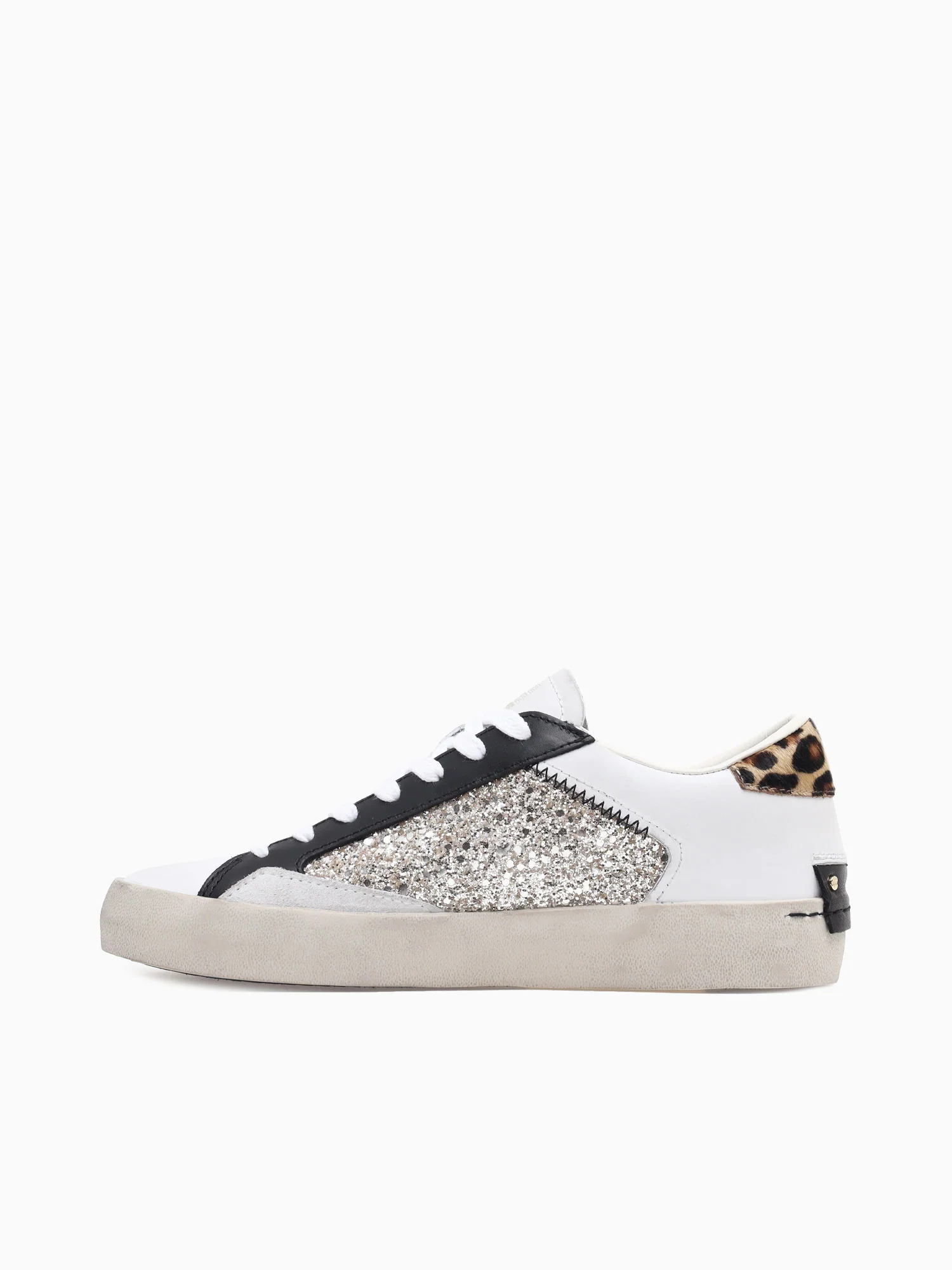 Low Top Distressed White Black leather G - Image 3