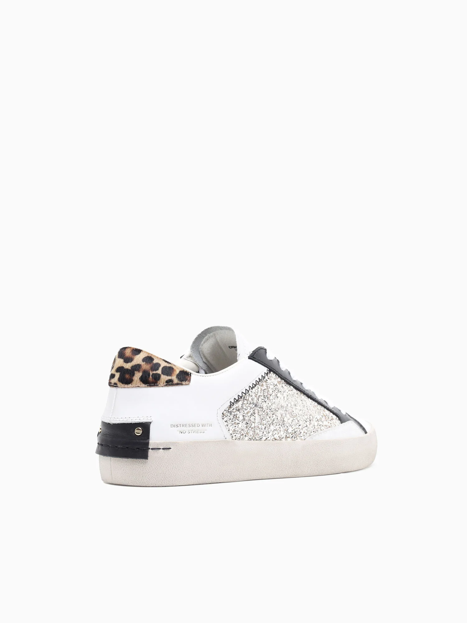 Low Top Distressed White Black leather G - Image 4