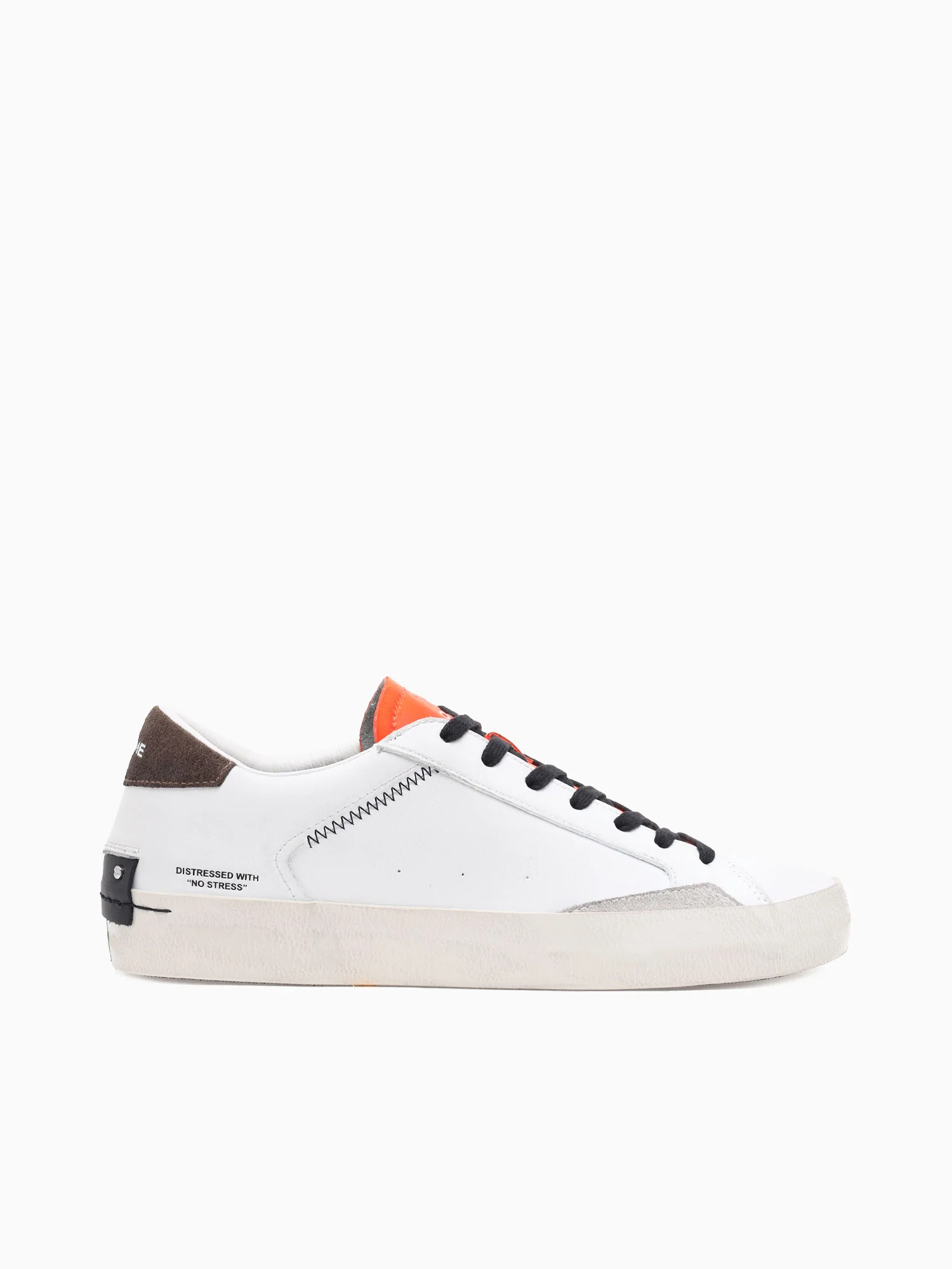 Low Top Distressed White Orange leather