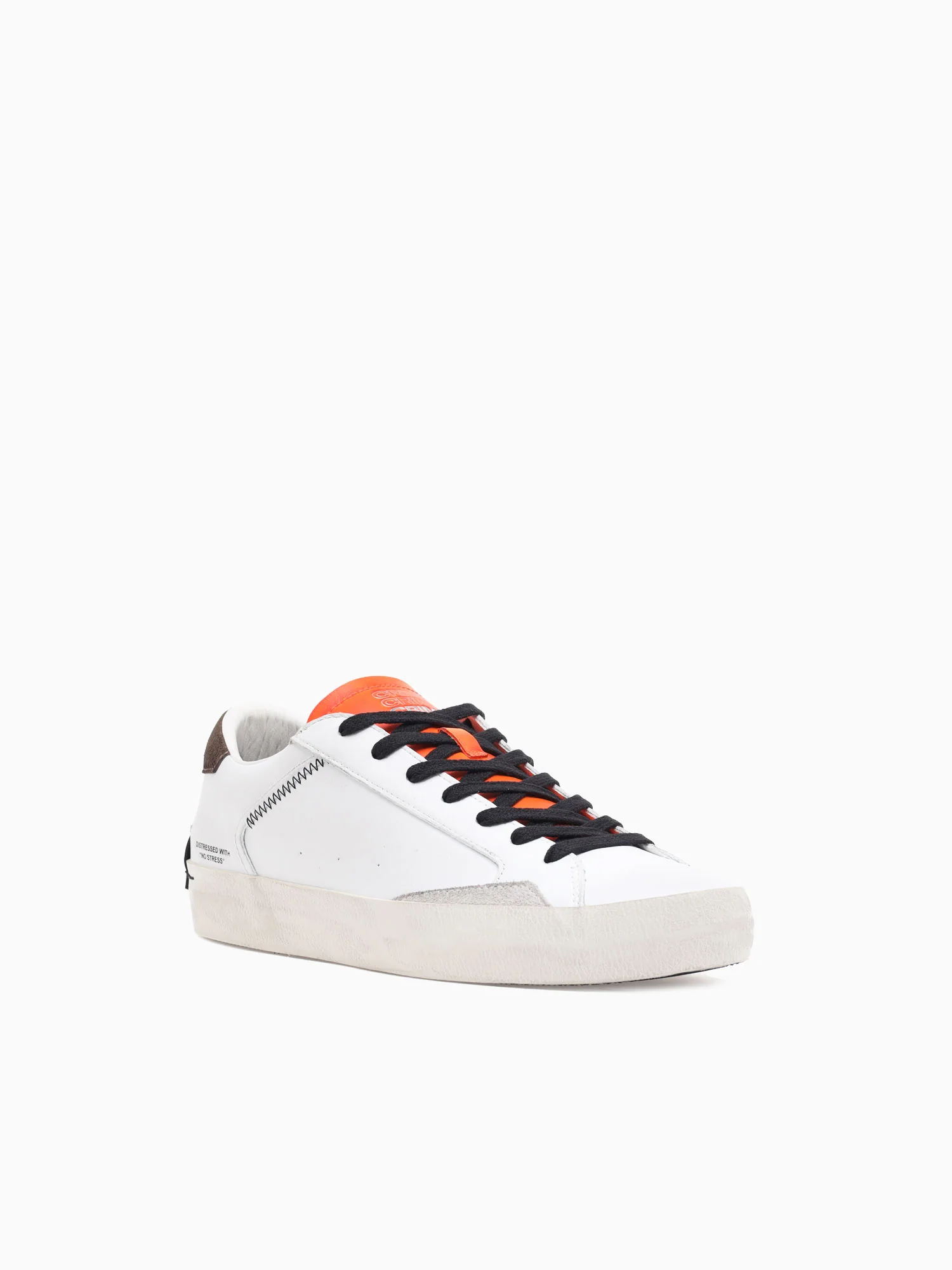Low Top Distressed White Orange leather - Image 2