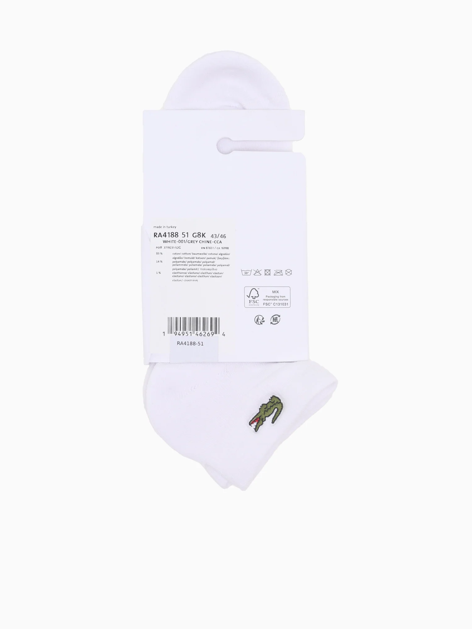 Low Sock 1013 White Cotton Nylon - Image 2