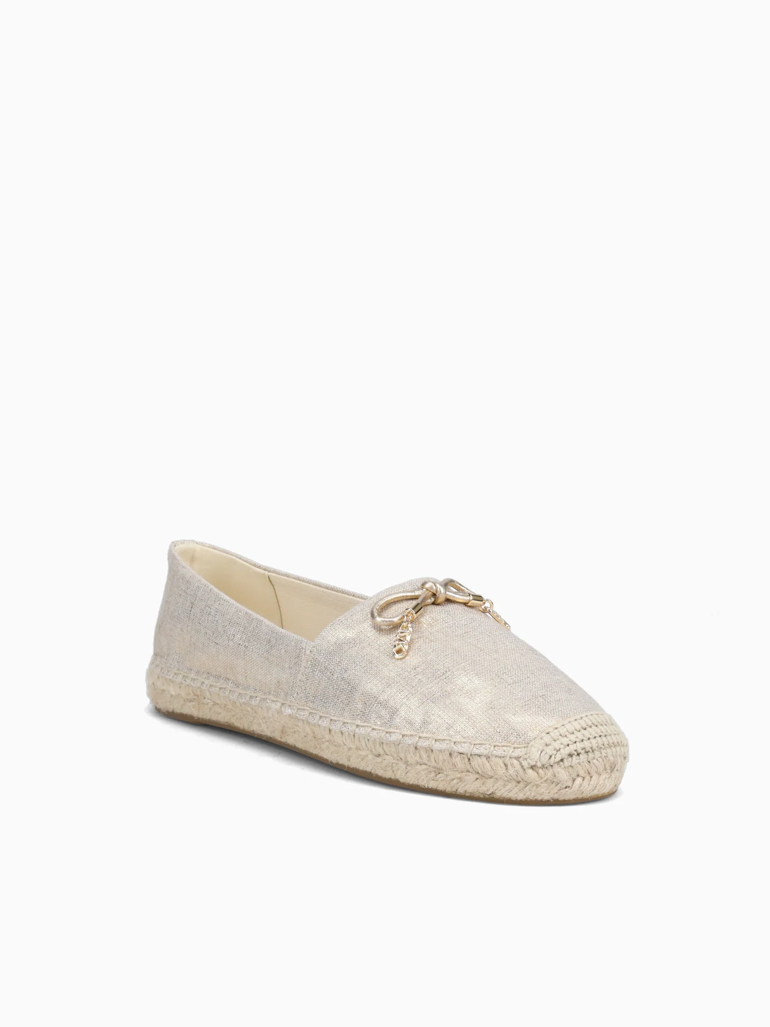 Nori Espadrille Pale Gold Metal Linen - Image 2