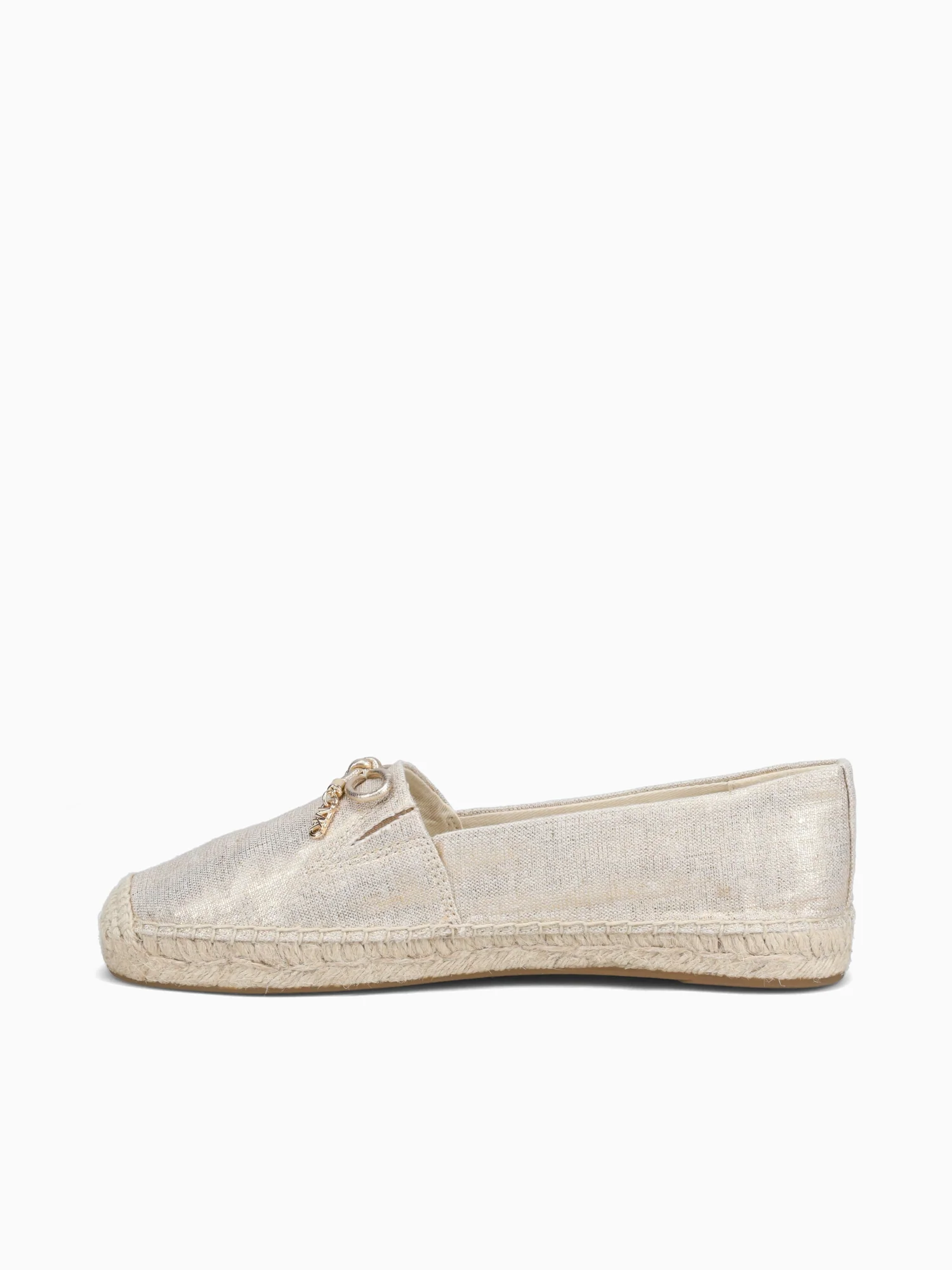 Nori Espadrille Pale Gold Metal Linen - Image 3