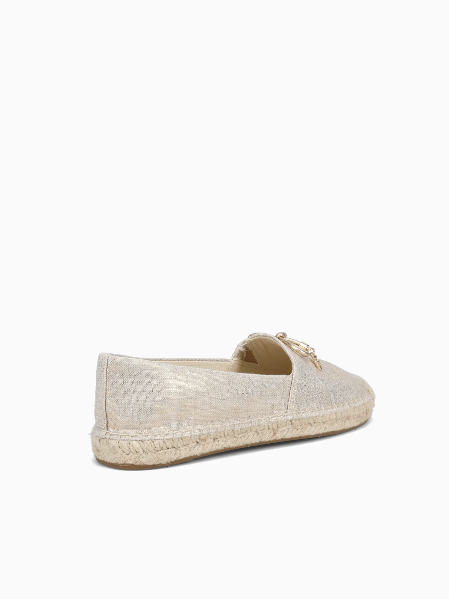 Nori Espadrille Pale Gold Metal Linen - Image 4