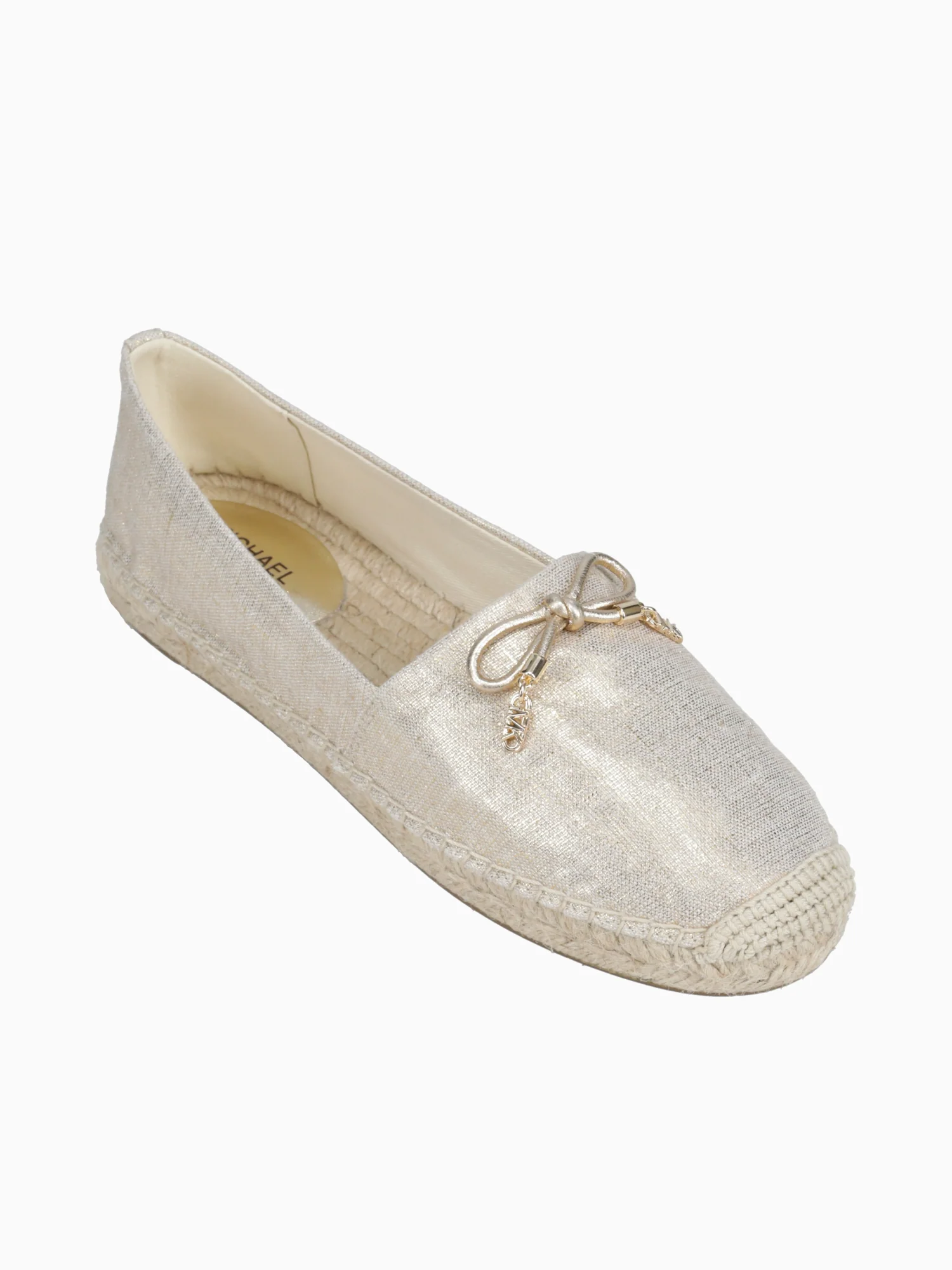 Nori Espadrille Pale Gold Metal Linen - Image 5