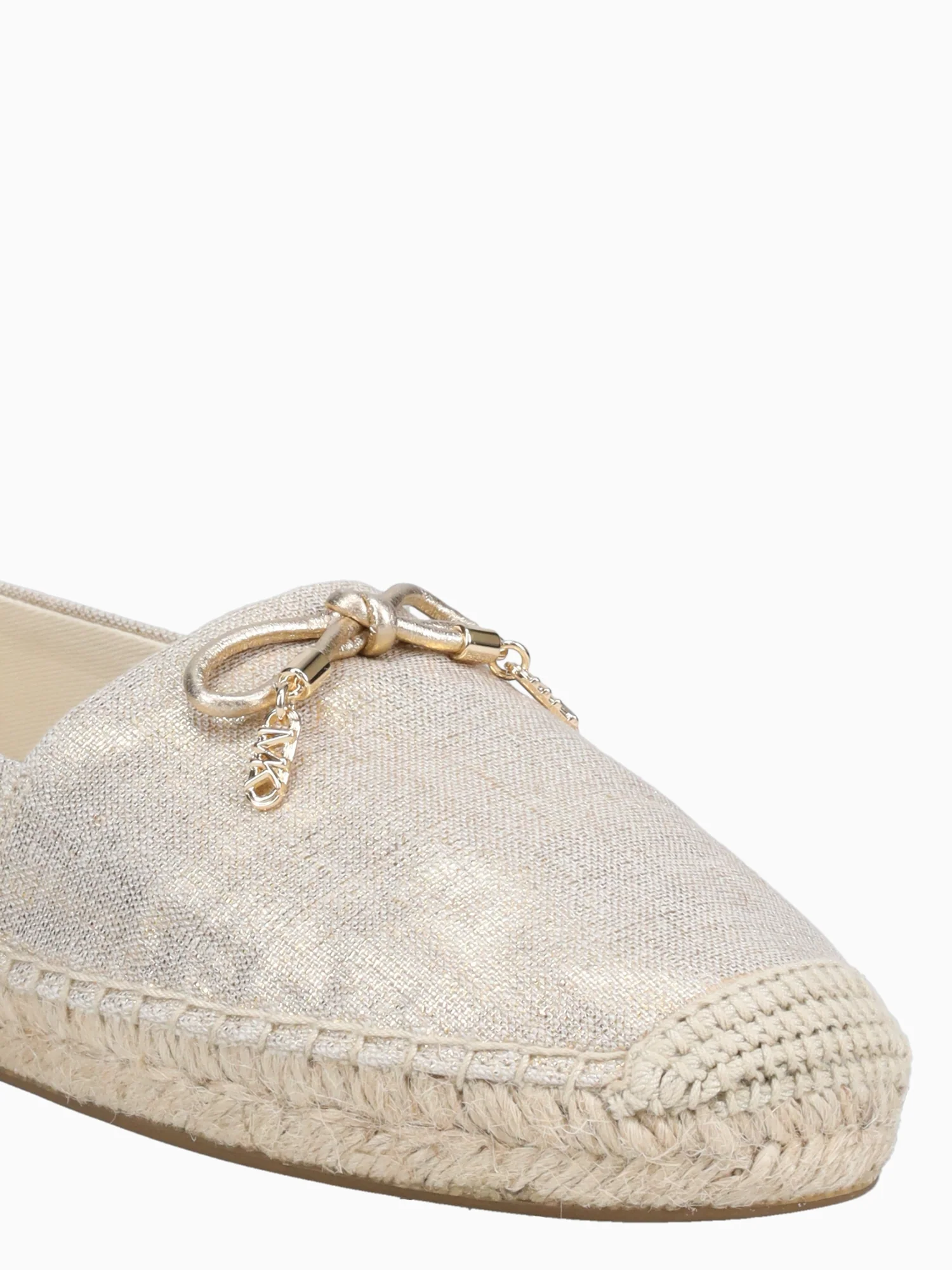 Nori Espadrille Pale Gold Metal Linen - Image 6