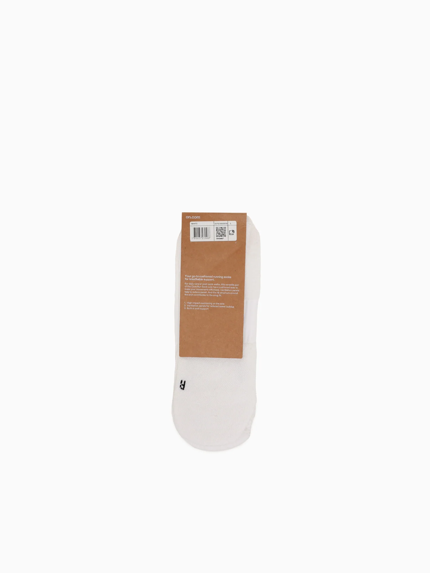 Core Run Sock Low 2p White Cotton - Image 4
