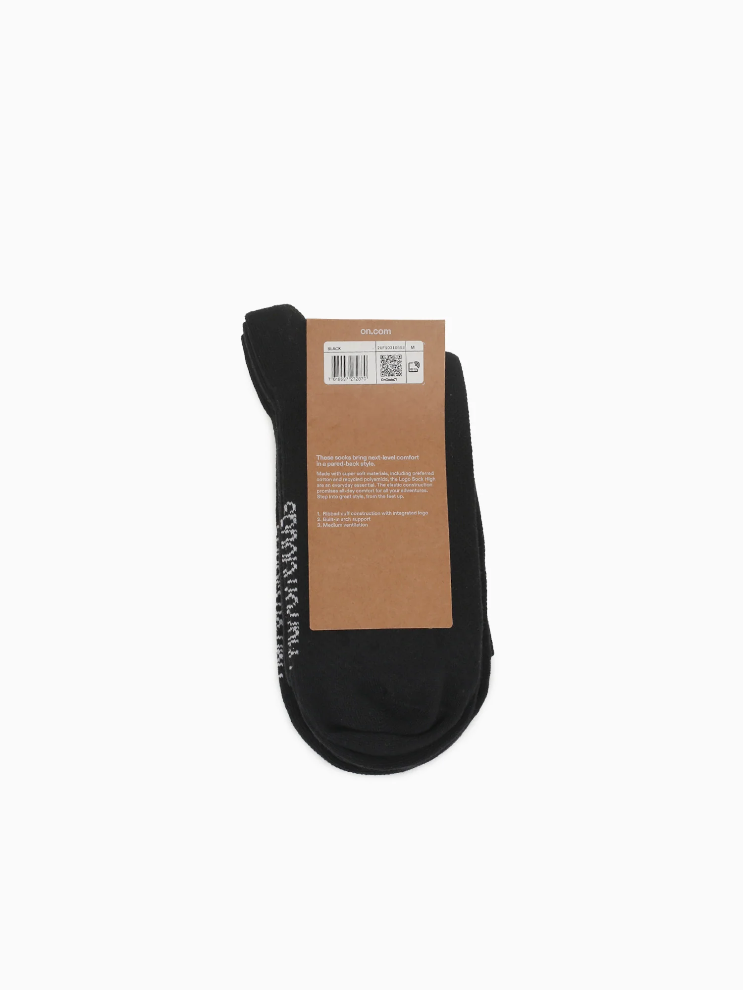 Logo Sock High 3p Black Cotton - Image 4