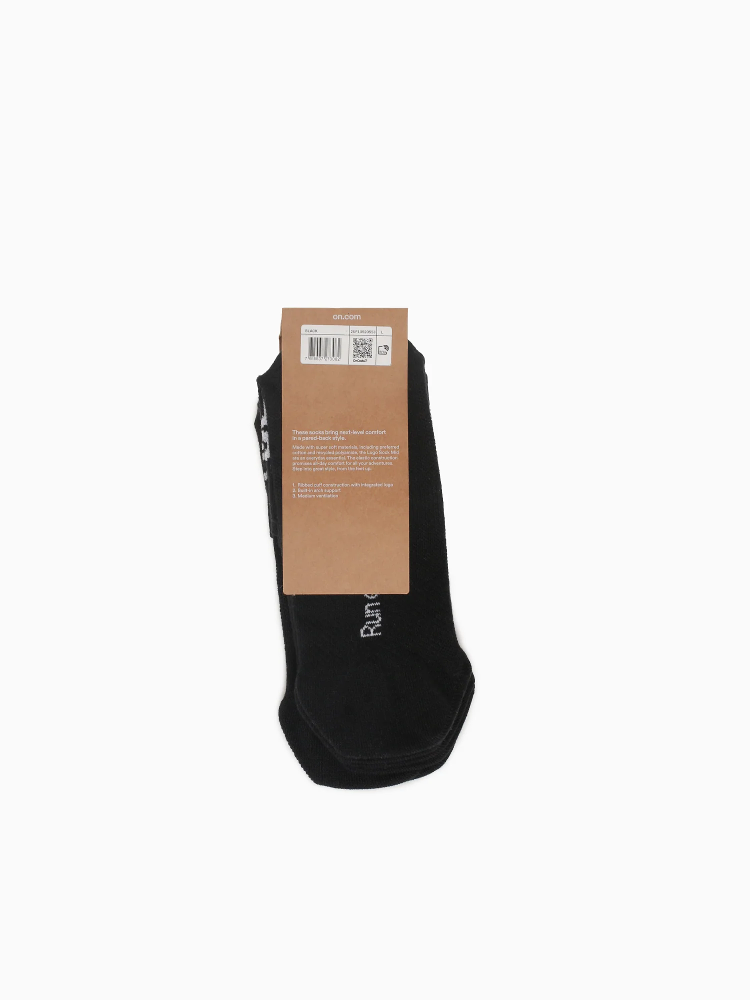 Logo Sock Mid 3p Black Cotton - Image 4