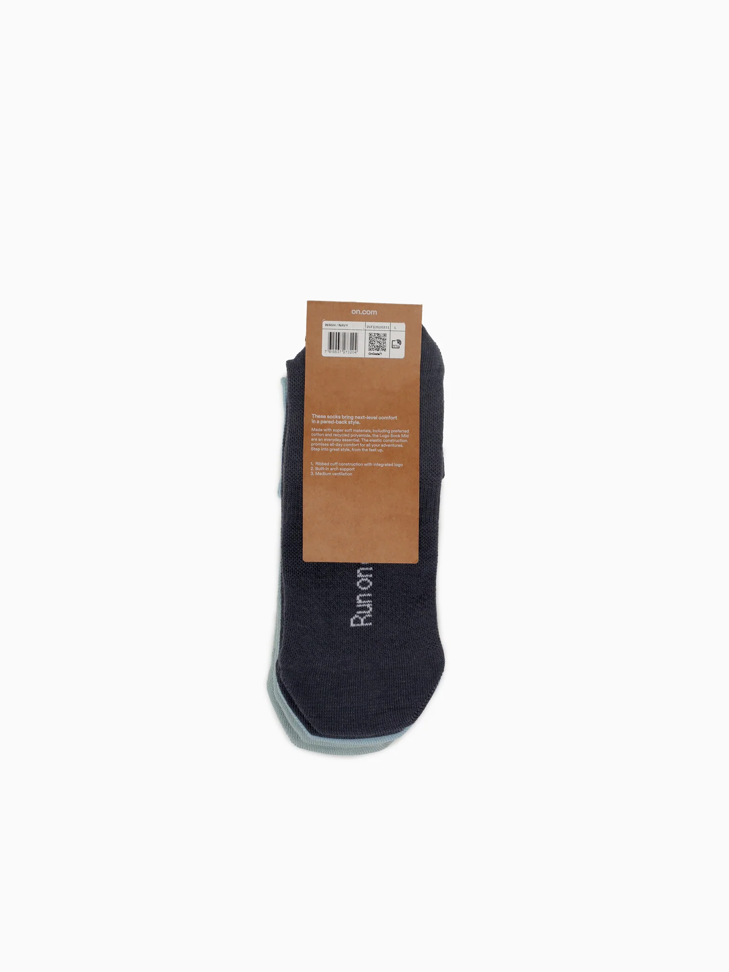 Logo Sock Mid 3p Wash Navy cotton - Image 4