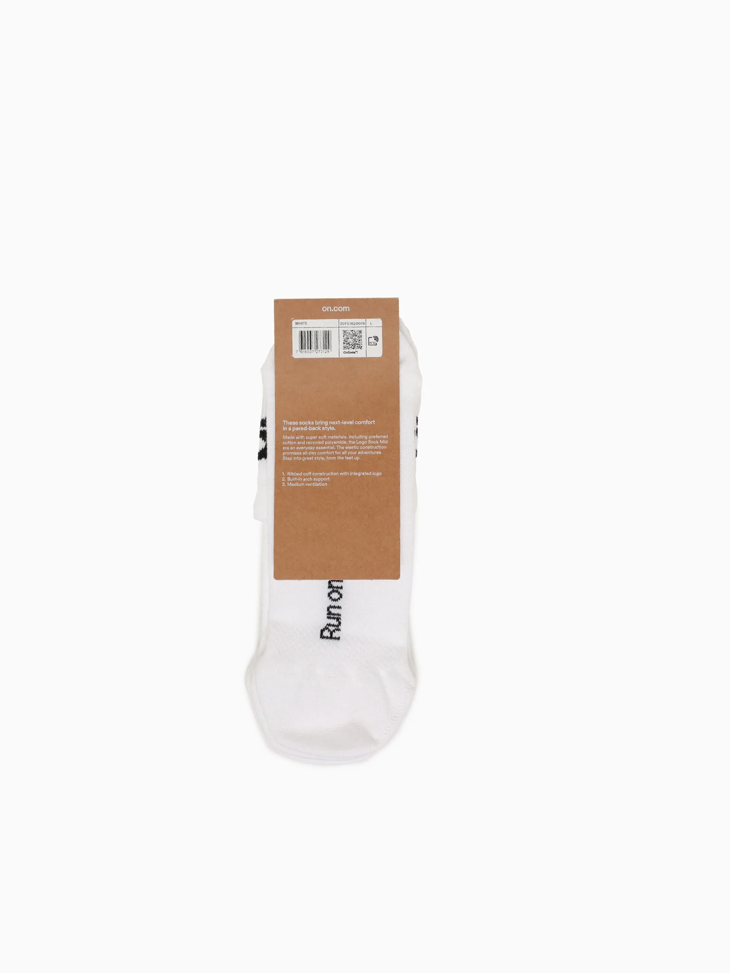 Logo Sock Mid 3p White Cotton - Image 4