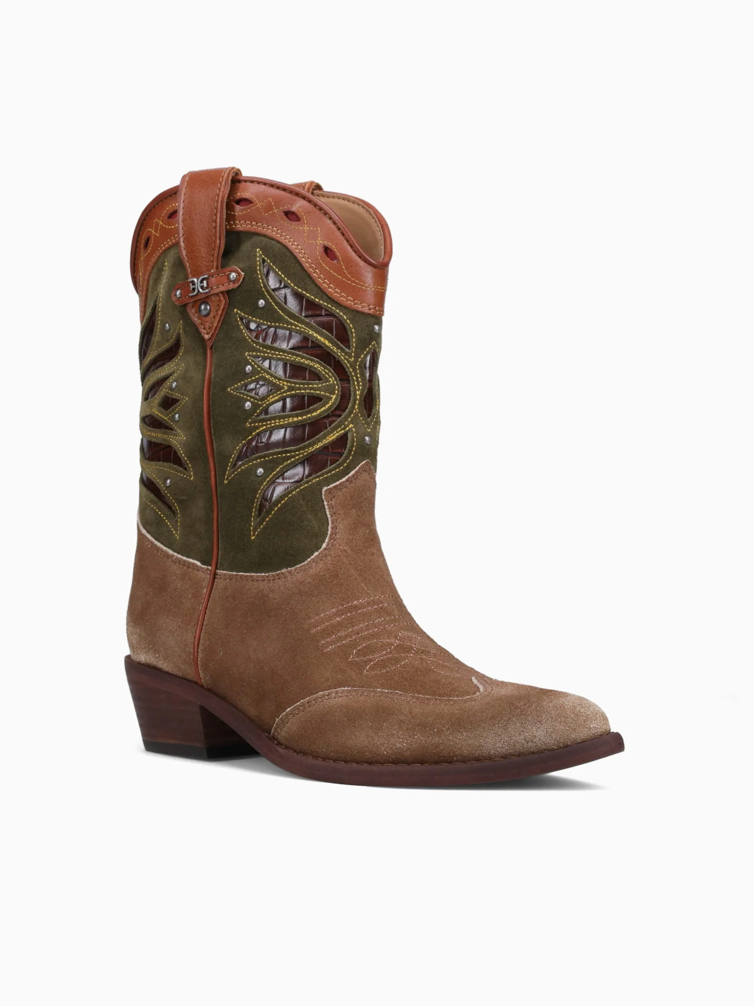 Rylin Terra Toffee Olive suede Western - Image 2