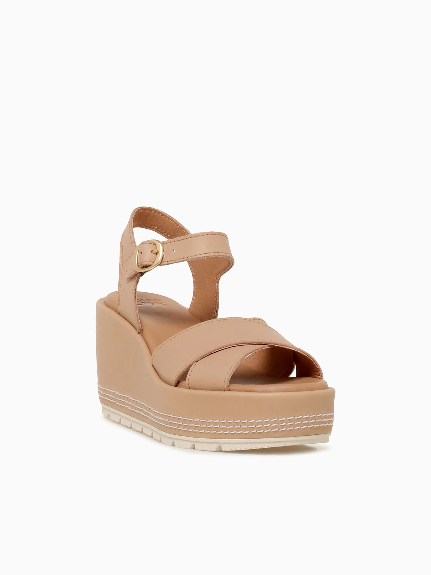 Sunpeak Wedge Ankle Strap Beige Leather - Image 2