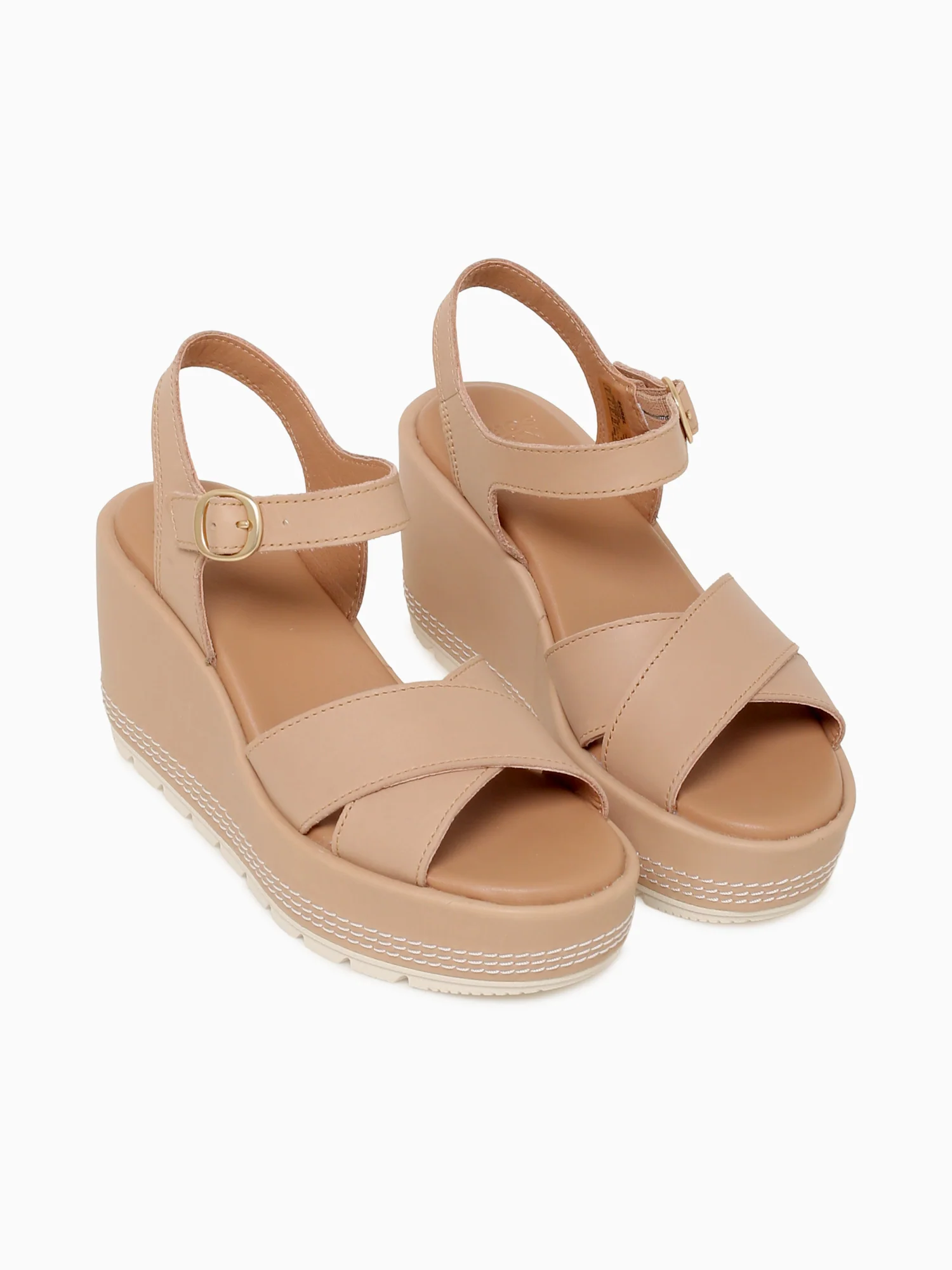 Sunpeak Wedge Ankle Strap Beige Leather - Image 5
